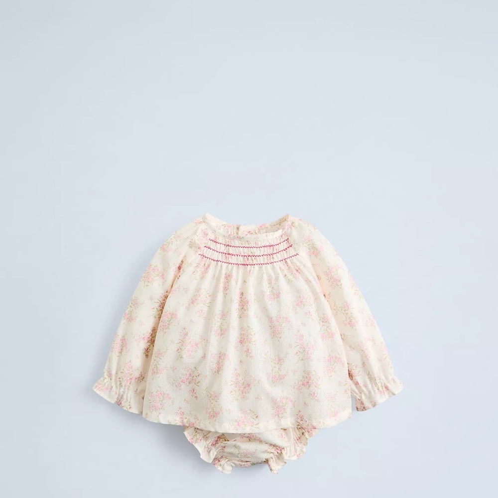 Zara baby girl floral shirt and bloomer set.
